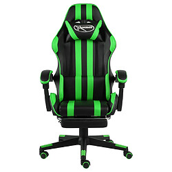 vidaXL Fauteuil de jeux vidéo avec repose-pied Noir et vert Similicuir