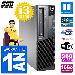 PC Lenovo ThinkCentre M81 SFF Intel i3-2100 RAM 16Go SSD 960Go Windows 10 Wifi - Occasion