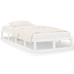 Maison Chic Lit adulte - Lit simple Cadre de lit,Structure du lit Contemporain Blanc 90x200 cm Bois massif -MN14669