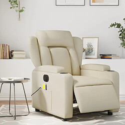 Maison Chic Fauteuil Relax pour salon, Fauteuil de massage inclinable électrique crème similicuir -GKD20190