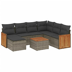 Maison Chic Ensemble Tables et chaises d'extérieur 8 pcs avec coussins,Salon de jardin gris résine tressée -GKD861970