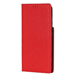 Etui en PU texture litchi rouge pour votre Samsung Galaxy S22 5G