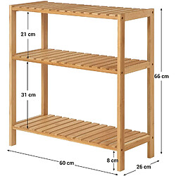 Helloshop26 Etagère en bambou rangement salle de bain étagère à chaussures étagère à livres étagère pour fleurs 3 niveaux 60 x 26 x 66 cm 12_0000585