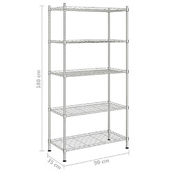 vidaXL Étagère de rangement 5 niveaux 90x35x180 cm Chrome 250 kg pas cher