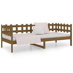 Maison Chic Lit de jour, Lit de repos pour Salon Chambre,Canapé-lit,Lit d'invité Marron miel 90x190 cm Bois de pin massif -MN24371 pas cher