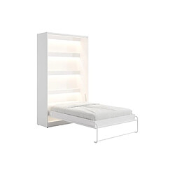 Acheter Vente-Unique Lit escamotable 120 x 200 cm - Ouverture verticale manuelle - Avec LEDs - Blanc - RAPILI