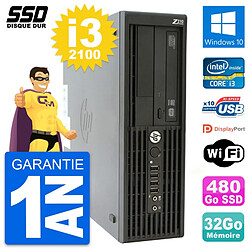 PC HP WorkStation Z210 SFF Intel i3-2100 RAM 32Go SSD 480Go Windows 10 Wifi - Occasion