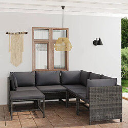 Maison Chic Salon de jardin 6 pcs + coussins - Mobilier/Meubles de jardin - Table et chaises d'extérieur Résine tressée Gris -MN61745