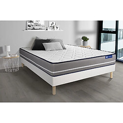 ACTISOM Ensemble matelas Latex + mémoire de forme ACTILATEX PUR 200x200cm 3zones de confort + sommier KIT blanc