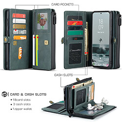 Caseme Etui en PU Surface mate de conception multi-emplacements détachable 2-en-1 bleu pour votre Samsung Galaxy S21 FE