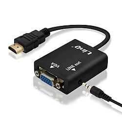 Câble Vidéo et Audio HDMI Mâle vers VGA Femelle et Câble Jack 3.5 mm LinQ Noir