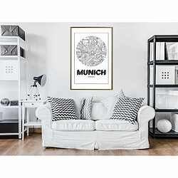 Paris Prix Affiche Murale Encadrée City Map Munich Round 40 x 60 cm Or