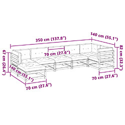 vidaXL Salon de jardin 7 pcs avec coussins bois de pin massif pas cher