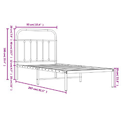 vidaXL Cadre de lit métal sans matelas avec tête de lit blanc 90x200cm pas cher