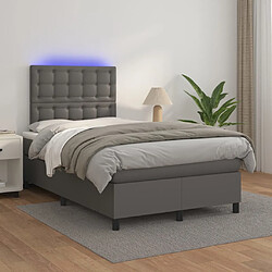 vidaXL Sommier à lattes de lit avec matelas et LED Gris 120x200 cm