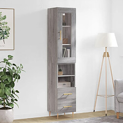 vidaXL Buffet haut Sonoma gris 34,5x34x180 cm Bois d'ingénierie