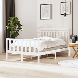 vidaXL Cadre de lit sans matelas blanc bois massif