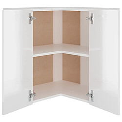 Acheter vidaXL Armoire d'angle suspendue Blanc brillant Bois d’ingénierie