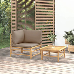 vidaXL Salon de jardin 2 pcs avec coussins taupe bambou 