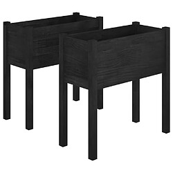 vidaXL Jardinières 2 pcs Noir 70x31x70 cm Bois de pin massif