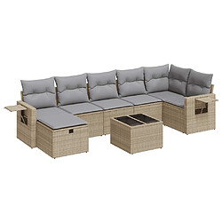 vidaXL Salon de jardin avec coussins 8 pcs beige résine tressée