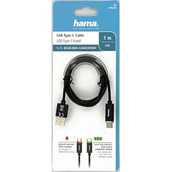 HAMA Câble USB Type-C avec témoin LED, noir, 1 m