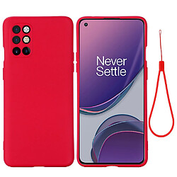 Coque en silicone plaine avec sangle rouge pour votre OnePlus 8T