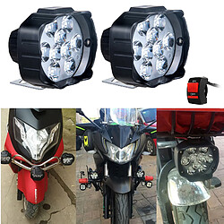 Motos Phare Lampes LED Super Bright Feux de Brouillard Éclairage Auxiliaire Blanc