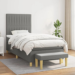 Maison Chic Lit Adulte - Lit simple Lit à sommier tapissier et matelas moelleux - Meuble de Chambre - Gris foncé 90x190 cm Tissu -MN20317