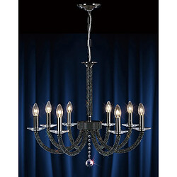 Luminaire Center Suspension Elena 8 Ampoules chrome noir/cristal