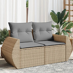 vidaXL Canapé de jardin avec coussins 2 places beige résine tressée