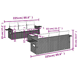 Acheter vidaXL Salon de jardin 7 pcs avec coussins noir résine tressée