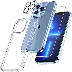 Coque Silicone Transparente Angles Renforces + Verre Trempe et Protection Camera Arriere Pour iPhone 13 Pro Little Boutik®