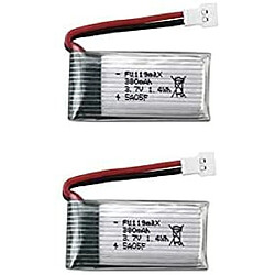 2pcs Batterie Lipo Rechargeable 3.7v 380mAh pour Hubsan X4 H107c H107d H107L, Syma X11 X11C, HS170 Rc