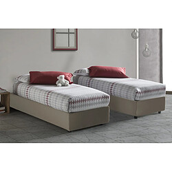 Autrement Talamo Italia Lit simple Silvia avec conteneur, Made in Italy, en éco-cuir, 80x190 cm, avec ouverture latérale, Tortora, avec matelas inclus.