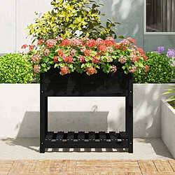 Avis Maison Chic Jardinière,Bac à fleurs - pot de fleur avec étagère Noir 82,5x54x81 cm Bois massif de pin -GKD17040