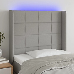 Maison Chic Tête de lit scandinave à LED,meuble de chambre Gris clair 103x16x118/128 cm Tissu -MN51890