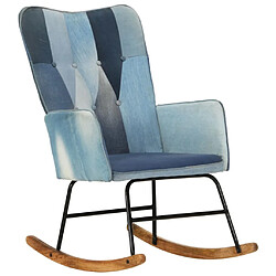 Maison Chic Chaise à bascule | Fauteuil Relax, design moderne Denim Bleu Toile patchwork -GKD71054