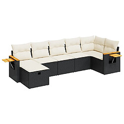 vidaXL Salon de jardin 7 pcs avec coussins noir résine tressée