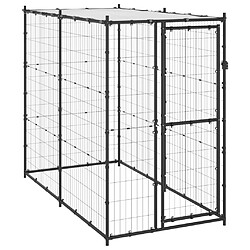 vidaXL Chenil d'extérieur pour chiens Acier avec toit 110x220x180 cm