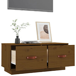 Maison Chic Meuble TV scandinave - Banc TV pour salon Marron miel 80x34x35 cm Bois de pin massif -MN14434 pas cher