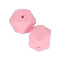 Artemio 2 perles silicone hexagonales - 17 mm - rose