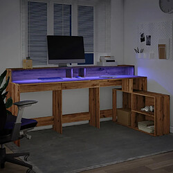 Acheter vidaXL Bureau avec lumières LED chêne artisanal bois d'ingénierie