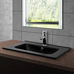 Lavabo avec vidage et trop-plein 61x46x16,5 cm noir en céramique ML-Design