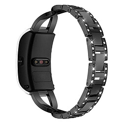 Bracelet en métal 18mm, strass décor, noir pour votre Garmin Venu 2S/Vivoactive 4S