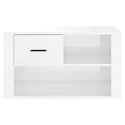 Maison Chic Armoire à chaussure,Meuble à Chaussures Blanc brillant 80x35x45 cm Bois ingénierie -MN32065 pas cher