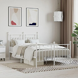 Maison Chic Lit adulte - Lit simple Cadre de lit métal avec tête de lit/pied de lit,Structure du lit Contemporain pour chambre blanc 120x200cm -MN28199