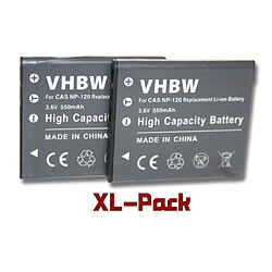 2x batteries vhbw Li-Ion 550mAh (3.6V) adaptées pour appareil photo CASIO Exilim EX-ZS10, EX-ZS30 EX-ZS 10 30 comme NP-120.