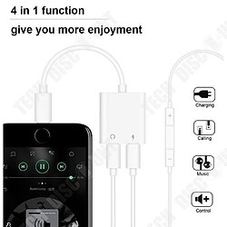 Tech Discount TD® Adaptateur 2 en 1/ Double Ports / Casque Chargeur Convertisseur Compatible pour Apple iPhone X - 8 Plus - 8 - 7 Plus - 7