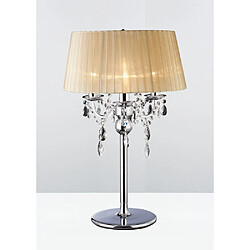 Luminaire Center Lampe de Table Olivia avec Abat jour bronze 3 Ampoules chrome poli/cristal